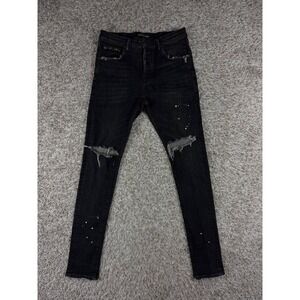 PURPLE BRAND Over Spray Skinny Jeans 'Black' Men's Size 31x32
